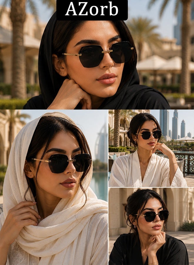 AZorb Sunglasses Women Luxury Chic Eyewear Oversized Square Ladies Women's Sunglasses Elegant Sun Glasses Trendy Sun Glas For Vintage Sunglass Shades UV Protection - Image 3