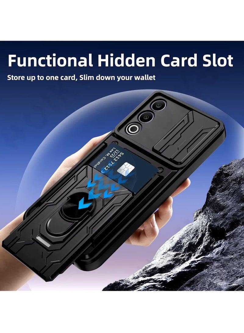 Techie OnePlus Nord CE4 5G Slide Armor Case with 360° Ring, Magnetic Stand, Card Holder, Camera Shield & Mil-Grade Drop Protection - Image 2