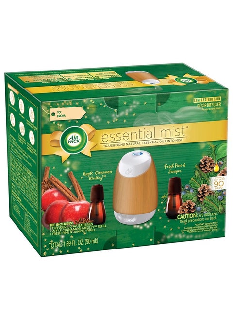 Air Wick Air Wick Essential Mist Fall Starter Kit (1 Diffuser + 2 Refills), Apple Cinnamon & Woodland Pine, 3 Count