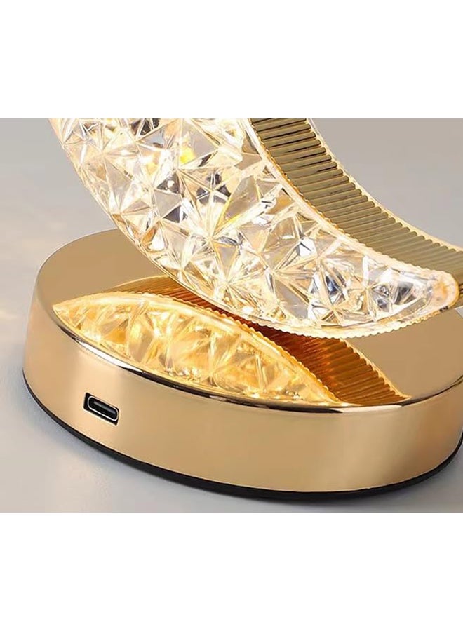 O Ozone Moon Table Lamp, LED Creative Crystal Lamp , Night Light Dimming Bedside Light with USB Charging, 3 colors Touch Bedside Night Light - Image 4