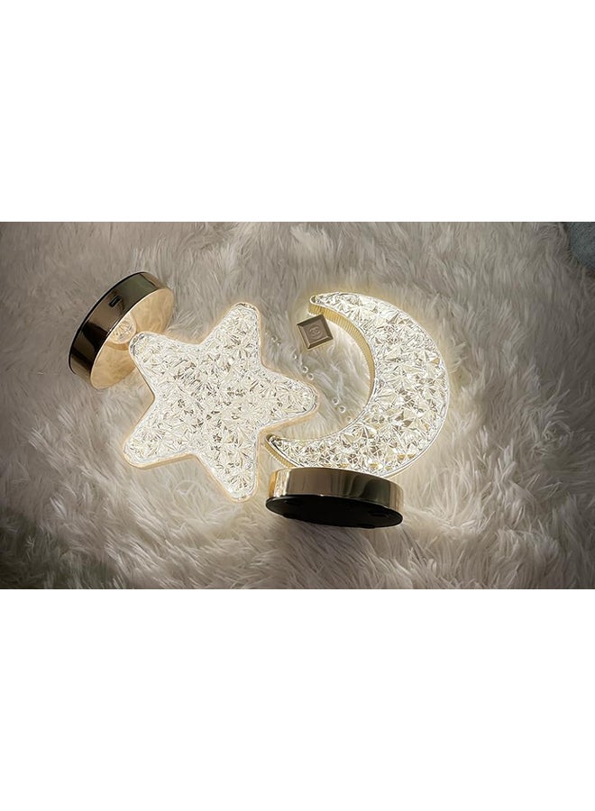 O Ozone Moon Table Lamp, LED Creative Crystal Lamp , Night Light Dimming Bedside Light with USB Charging, 3 colors Touch Bedside Night Light - Image 5