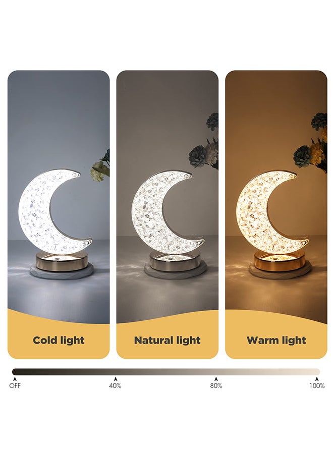 O Ozone Moon Table Lamp, LED Creative Crystal Lamp , Night Light Dimming Bedside Light with USB Charging, 3 colors Touch Bedside Night Light - Image 3