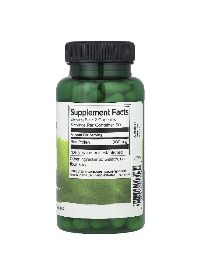 Swanson, Bee Pollen, 800 mg, 100 Capsules (400 mg per Capsule) - Image 2