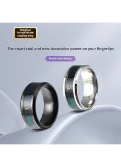 Generic Creative Temperature Ring Temperature Changing Korean Style Personalized Single Trendy Men Index Finger Tail Ring Titanium Steel Ring For Men-Colour:Smart Temperature Sensing Ring [silver] No. 8 Finger Circumference 56.9mm  - Image 2