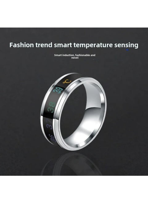 Creative Temperature Ring Temperature Changing Korean Style Personalized Single Trendy Men Index Finger Tail Ring Titanium Steel Ring For Men-Colour:Smart Temperature Sensing Ring [silver] No. 8 Finger Circumference 56.9mm