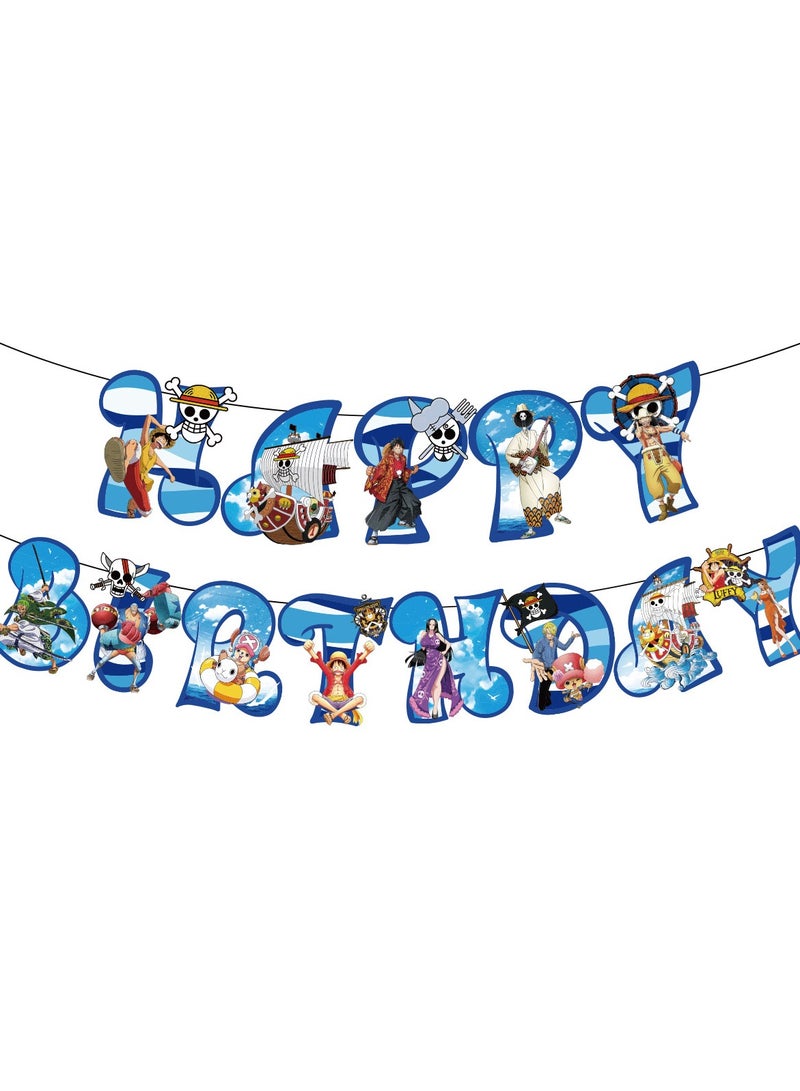 One Piece Balloon Set with Happy Birthday Banner,Cake Topper,Hanging Spins,Invitation Cards,Perfect for Graduation Baby Shower Birthday Bachelorette Party Backdrop - Image 5