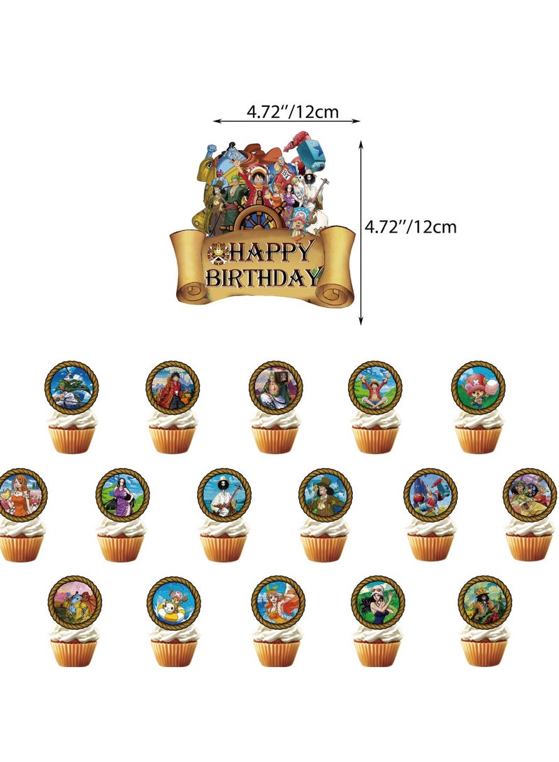 One Piece Balloon Set with Happy Birthday Banner,Cake Topper,Hanging Spins,Invitation Cards,Perfect for Graduation Baby Shower Birthday Bachelorette Party Backdrop - Image 3