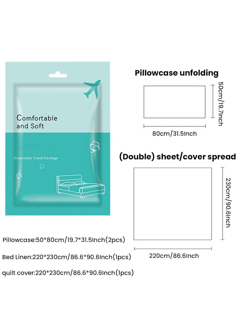 KASTWAVE 4 Pack Travel Disposable Bedding Set, Disposable Sheets for Bed Bedding Cover Portable Bedspread, Disposable Bedding Set with 2 Bed Sheet 2 Quilt Cover and 4 Pillowcase for Travel - Image 3