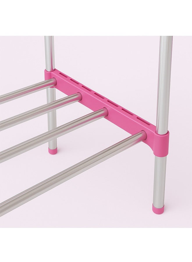 FUMES 8 Tier Heavy-Duty Pink Shoe Rack Organizer with Metal Frame, Large Capacity Storage for 25+ Pairs of Shoe - Image 3
