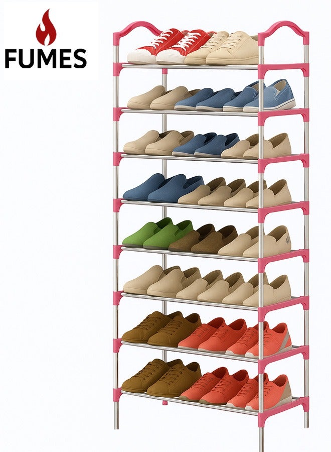 FUMES 8 Tier Heavy-Duty Pink Shoe Rack Organizer with Metal Frame, Large Capacity Storage for 25+ Pairs of Shoe - Image 1
