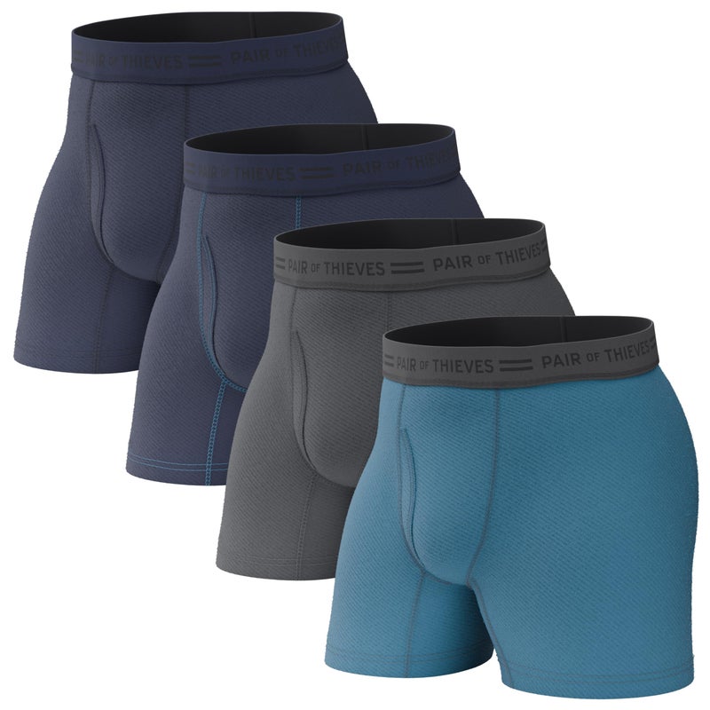 Pair of Thieves Soft Cotton Boxer Briefs for Men Pack 4 Pack Tagless Mens Underwear for AllDay Comfort and Support XXLarge Dark Navy