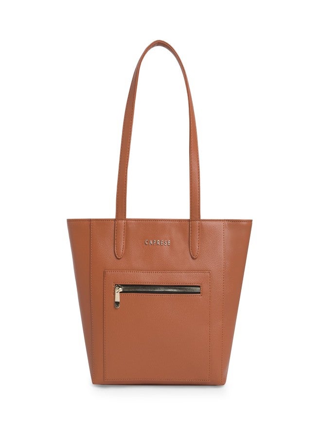 Caprese Indra Tote Medium Bag for Women | Stylish Shoulder Bag with Comfortable Straps, Multi-Compartment & Zip Closure | Ideal for Laptop & Essentials | Design for Work, Travel, Shopping (Tan) - Image 1