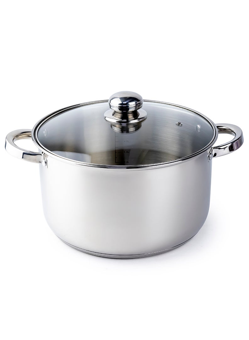 Wilson Amara Stainless Steel Casserole Pot with Twin Handles 26x15.5cm, Vented Glass Lid, Induction Ready, Oven Safe - 5-layer base - Image 1