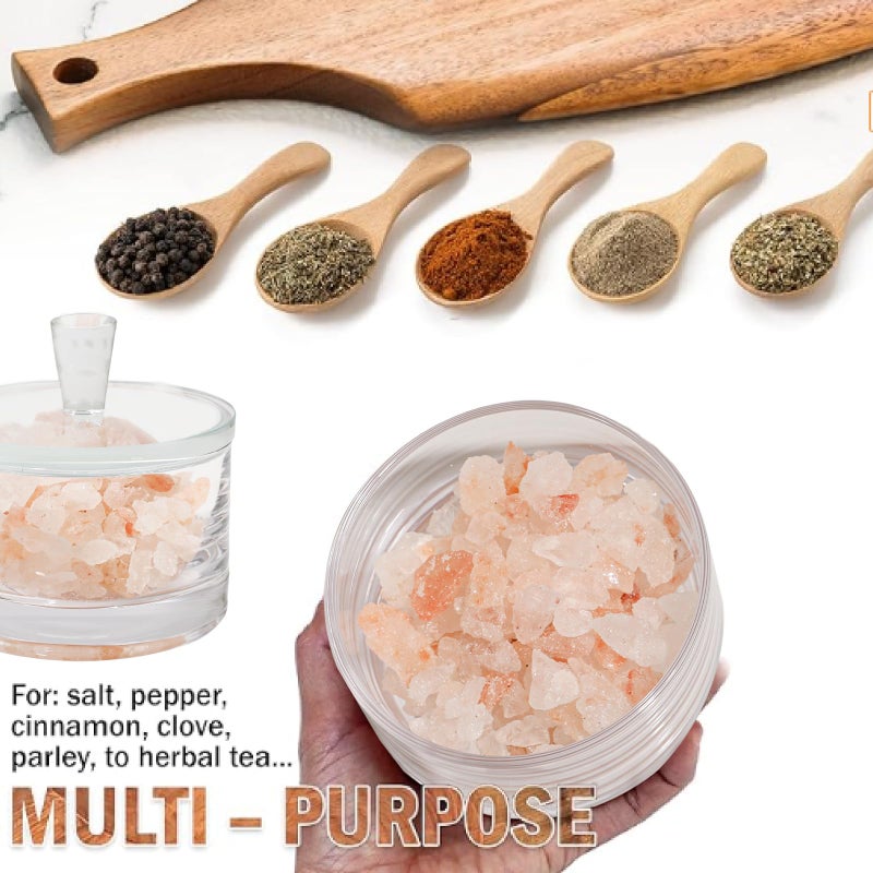 Maxistal Clear Salt Cellar with Lid, 7oz Crystal Glass Salt Box Salt and Pepper bowls, Salt Container Holder for Kitchen, Storage Container for Candies, Coffee, Sugar - Image 4