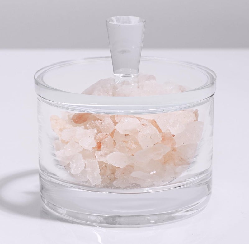 Maxistal Clear Salt Cellar with Lid, 7oz Crystal Glass Salt Box Salt and Pepper bowls, Salt Container Holder for Kitchen, Storage Container for Candies, Coffee, Sugar - Image 1
