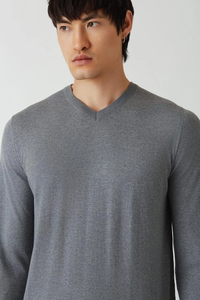 Bisse Men's Basic V-Neck Knitwear Dark Gray TR21K21211_D56