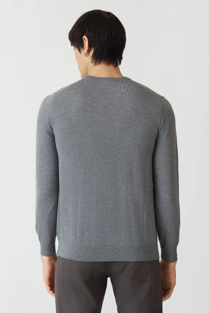 Bisse Men's Basic V-Neck Knitwear Dark Gray TR21K21211_D56