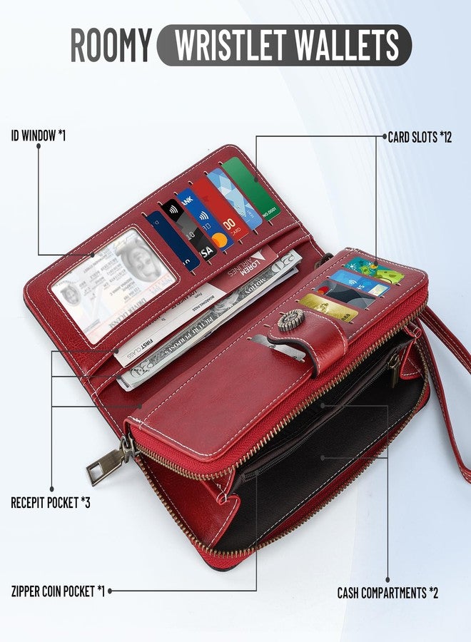 SIDESUGAR Red Wristlet Wallets for Women with Cherry Purse Charm Bifold PU Leather Womens Wallet Large Capacity Credit Card Holder Ladies Clutch with Zipper Pocket - Image 2