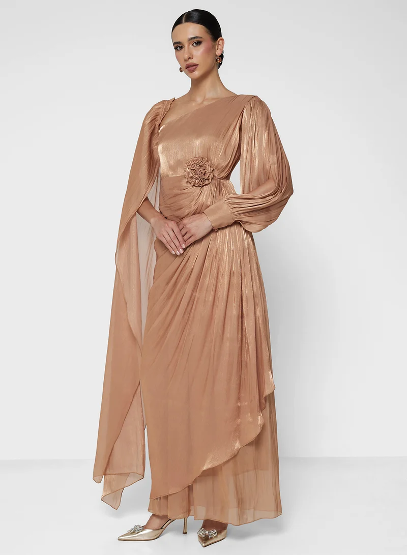 Golden Apple Asymmetrical Detailed Maxi Dress