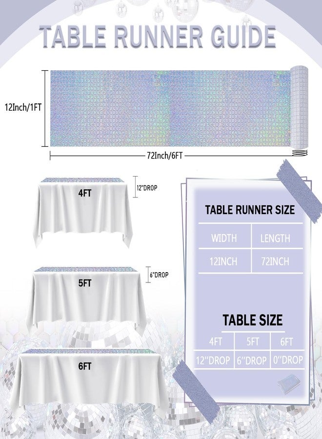 LuoluoHouse 10 Pack Disco Party Table Runners 13x72 Inches Laser Silver Sequin Table Runners Retro Glitter Table Cover for 70s 80s Theme Disco Ball Party Holiday Birthday Wedding Table Decorations - Image 4