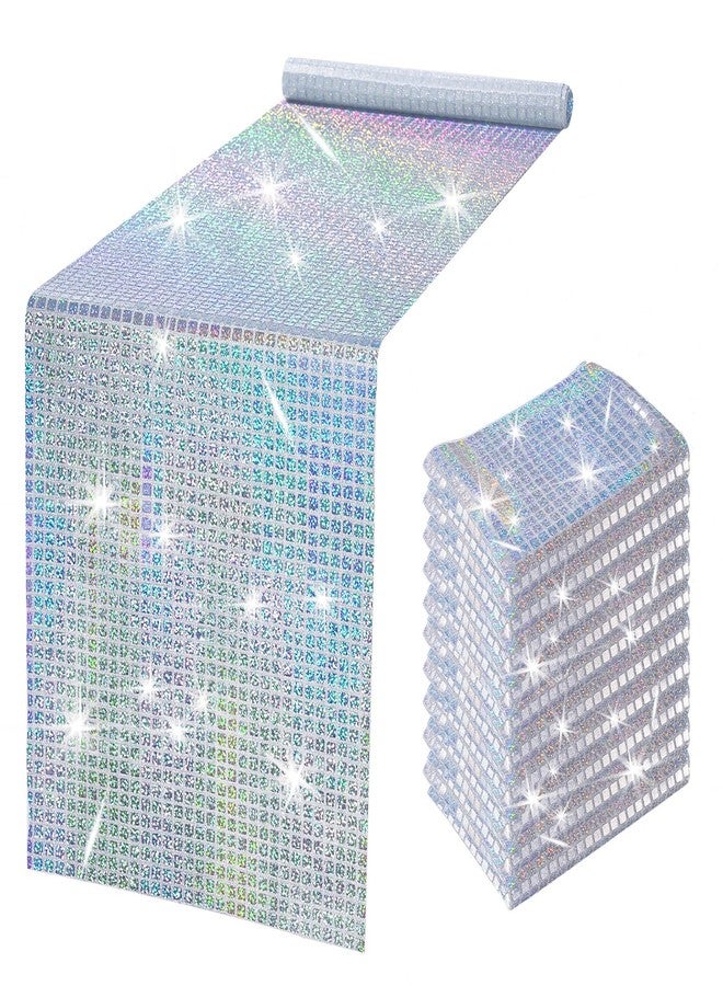LuoluoHouse 10 Pack Disco Party Table Runners 13x72 Inches Laser Silver Sequin Table Runners Retro Glitter Table Cover for 70s 80s Theme Disco Ball Party Holiday Birthday Wedding Table Decorations - Image 1