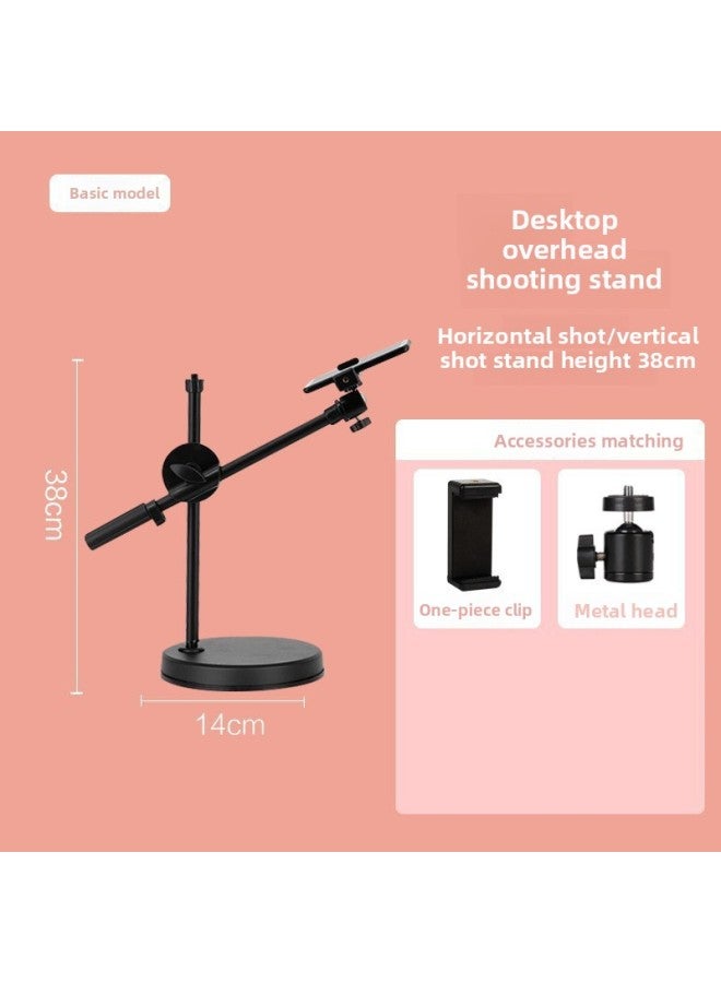 general Mobile Phone Overhead Bracket Live Desktop Floor LED Beauty Fill Light Shooting Food Video Camera Artifact-Light Source Color:Desktop Disc Overhead Stand - Image 1