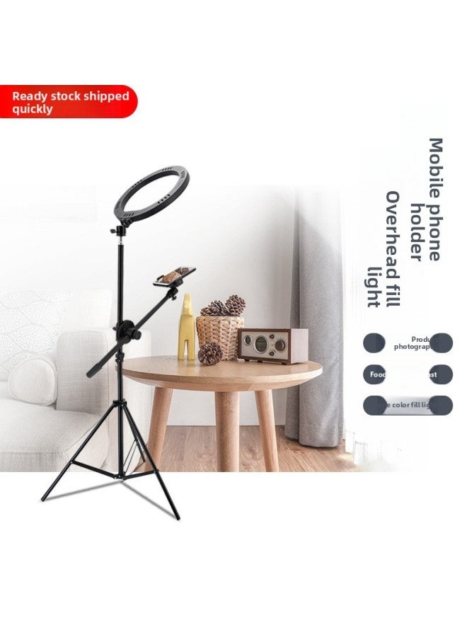 general Mobile Phone Overhead Bracket Live Desktop Floor LED Beauty Fill Light Shooting Food Video Camera Artifact-Light Source Color:Desktop Disc Overhead Stand - Image 4