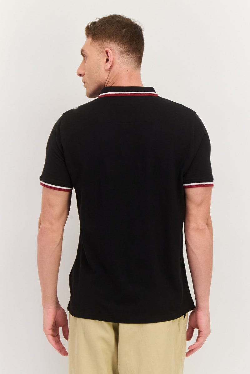 Threadbare Men Regular Fit Embroidered Short Sleeves Polo, Black Combo - Image 3