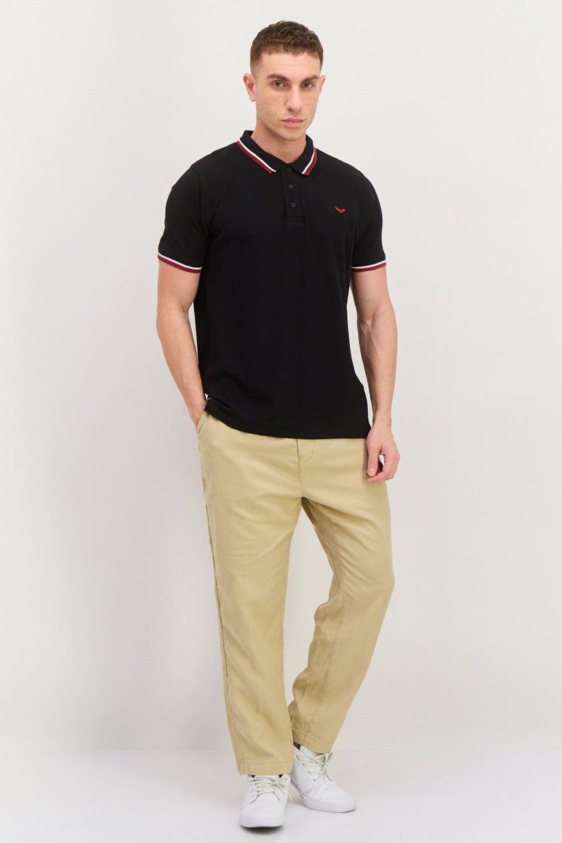 Threadbare Men Regular Fit Embroidered Short Sleeves Polo, Black Combo - Image 4