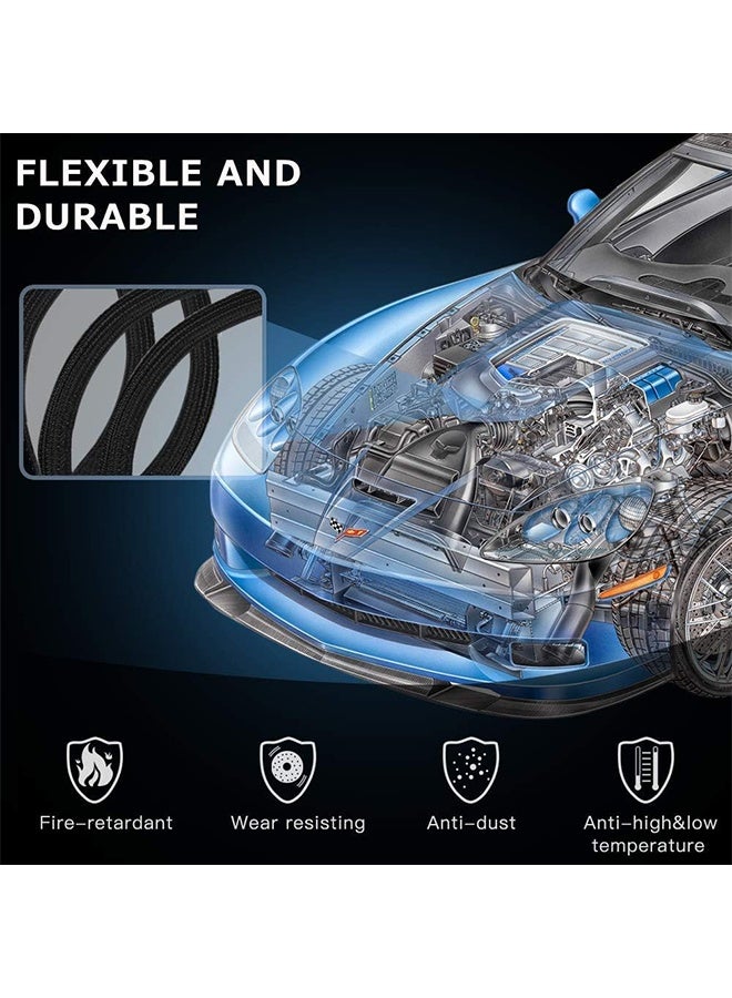 جي أس قابل للتعديل 3m / 9.84ft كابل مضغوط الأكمام ، إدارة الأسلاك الأكمام مخفي مكتب التلفزيون الكمبيوتر الشخصي كابل ملفوفات مع أسلاك تأخير اللهب منظم وحامي (أسود) - Image 2