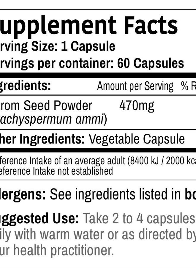 London DR WAKDE'S Carom Seed Capsules (Celery Seed, Ajwain, 60 Veg Caps, Plant-Based Supplement, Ayurvedic Herb, All Natural, Vegan) - Image 4