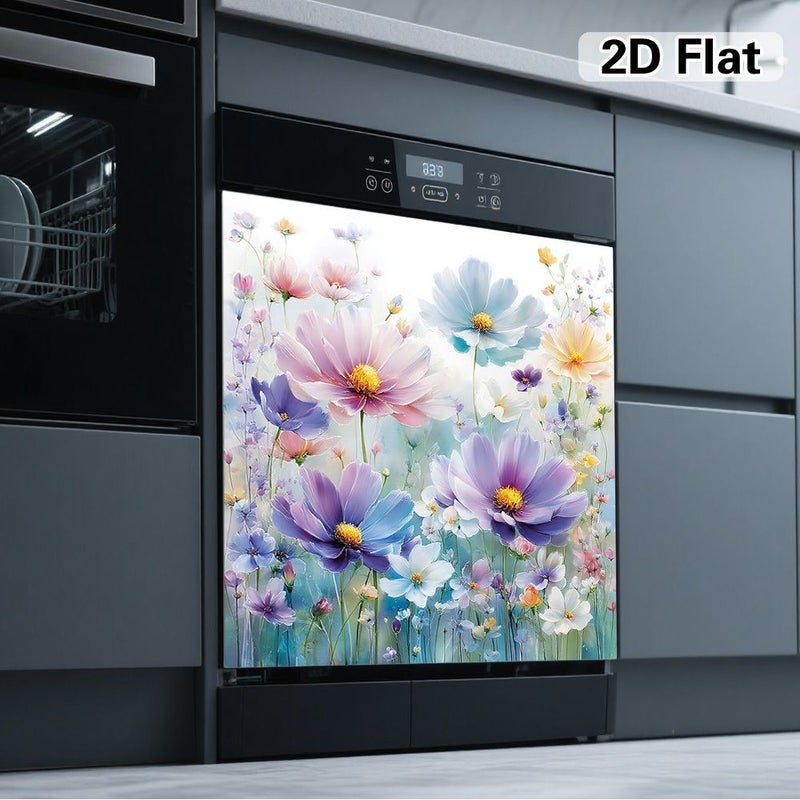 1pc Soft Color Wildflower Magnetic Appliance Sticker 58.5x65cm Reusable Flat Decal for Dishwasher Washing Machines Dryers - Image 4