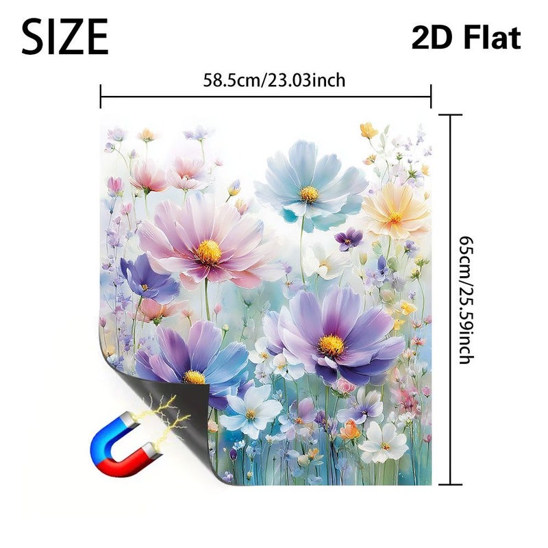 1pc Soft Color Wildflower Magnetic Appliance Sticker 58.5x65cm Reusable Flat Decal for Dishwasher Washing Machines Dryers - Image 3