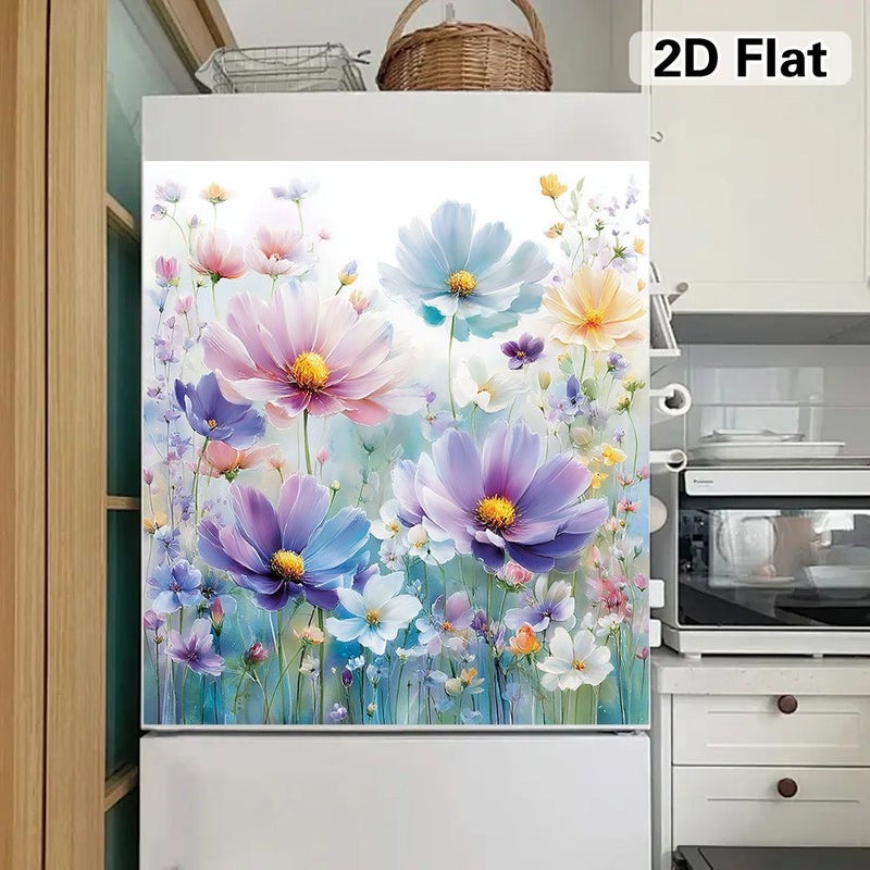1pc Soft Color Wildflower Magnetic Appliance Sticker 58.5x65cm Reusable Flat Decal for Dishwasher Washing Machines Dryers - Image 5