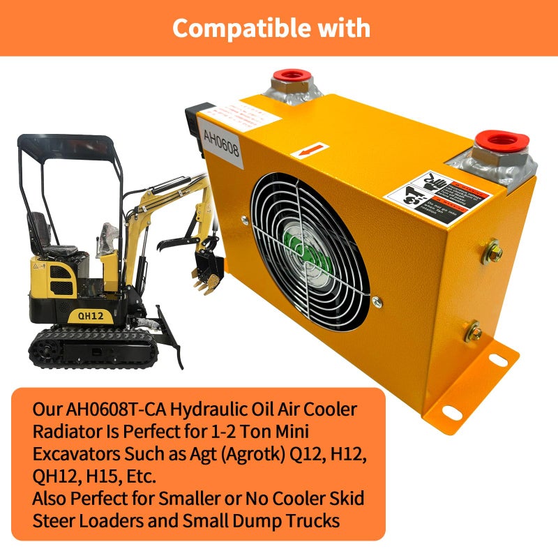 CHAOHAI AH0608T-CA 12VDC Hydraulic Air Cooler Fan 60L/Min Low Noise and Power Usage Compatible with 1-2 Ton Mini Excavators, Fit for Agrotk Q12, H12, QH12, H15, Etc # AH0608T - Image 3