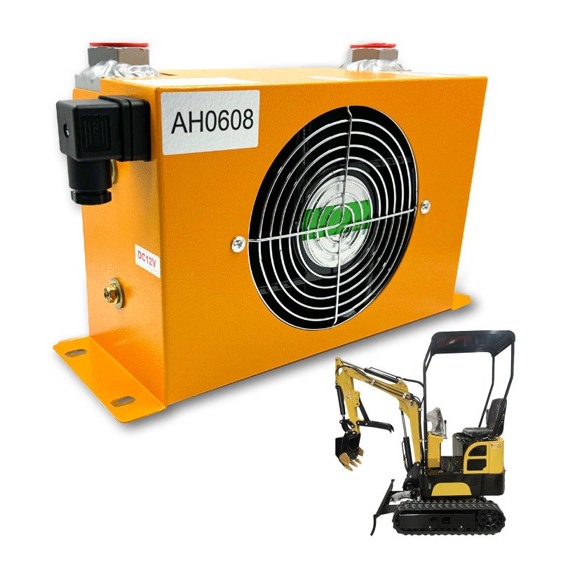 CHAOHAI AH0608T-CA 12VDC Hydraulic Air Cooler Fan 60L/Min Low Noise and Power Usage Compatible with 1-2 Ton Mini Excavators, Fit for Agrotk Q12, H12, QH12, H15, Etc # AH0608T - Image 1