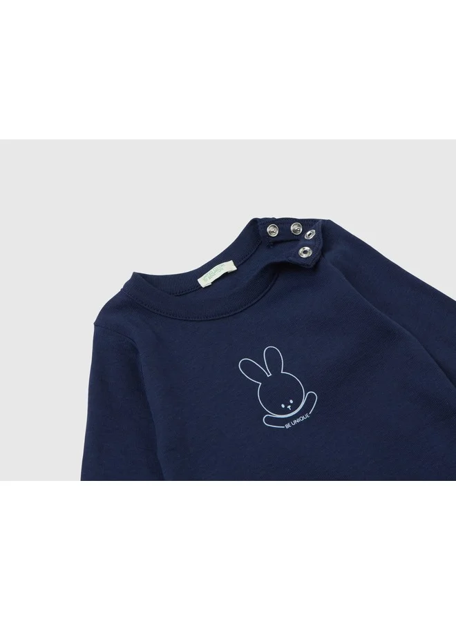 يونايتد كولورز أوف بينتيون Long Sleeve Bodysuit In Organic Cotton