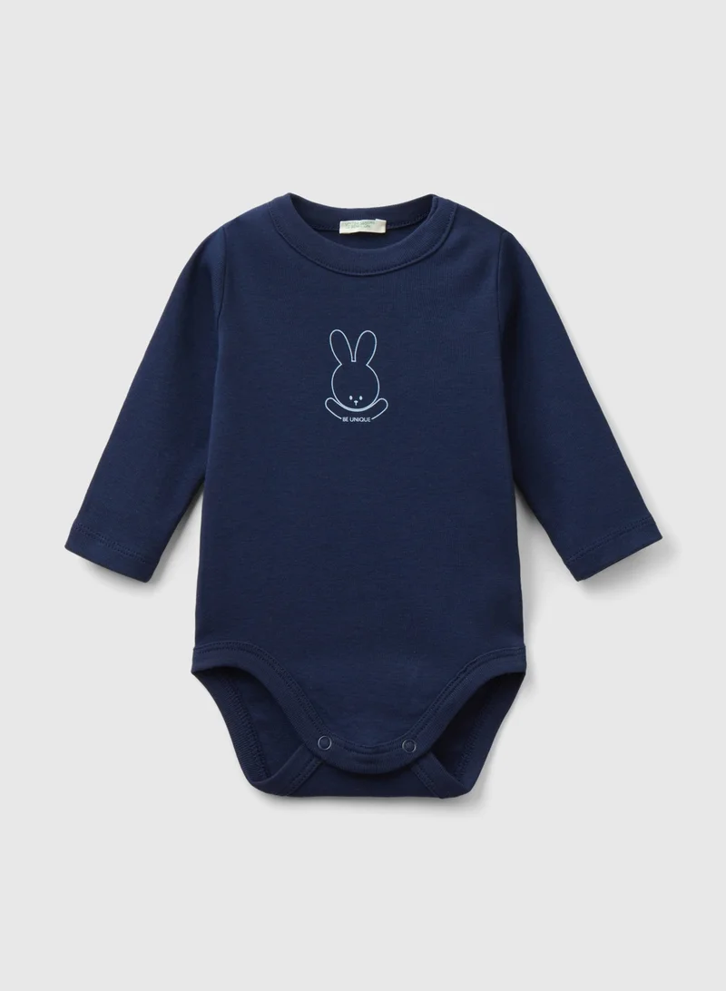 يونايتد كولورز أوف بينتيون Long Sleeve Bodysuit In Organic Cotton