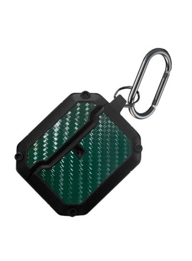 ACLIX Shockproof Case Carbon Fiber Heavy Duty Cover With Keychain For Apple Airpods ( 3rd Generation) Green - Image 4