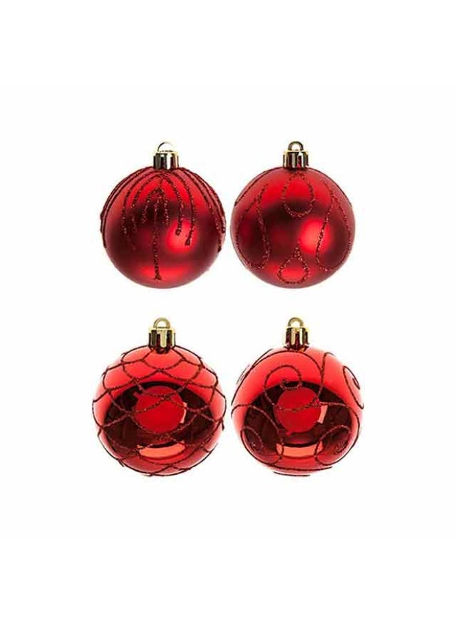 Luxury Baubles, Assorted red- 9 pcs, China