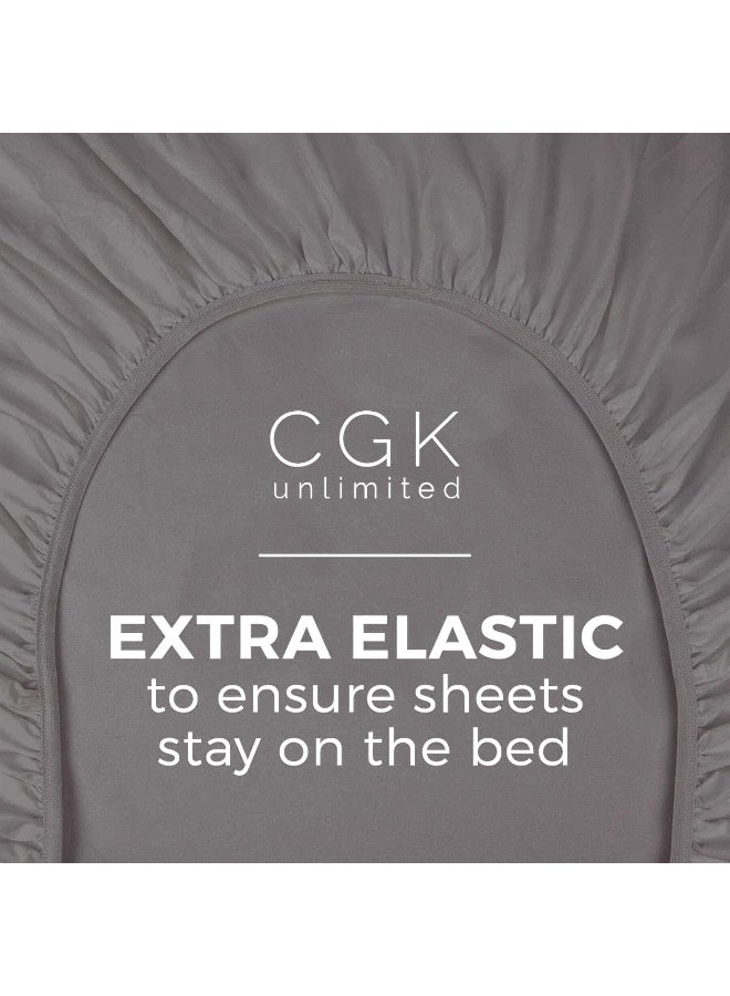 CGK Unlimited CGK Unlimited Full Size Fitted Bed Sheet - Hotel Luxury Single Fitted Sheet Only - Fits Mattress Up to 16 - Extra Soft, Wrinkle Free, Breathable & Cooling - Dark Grey Microfiber - Image 4