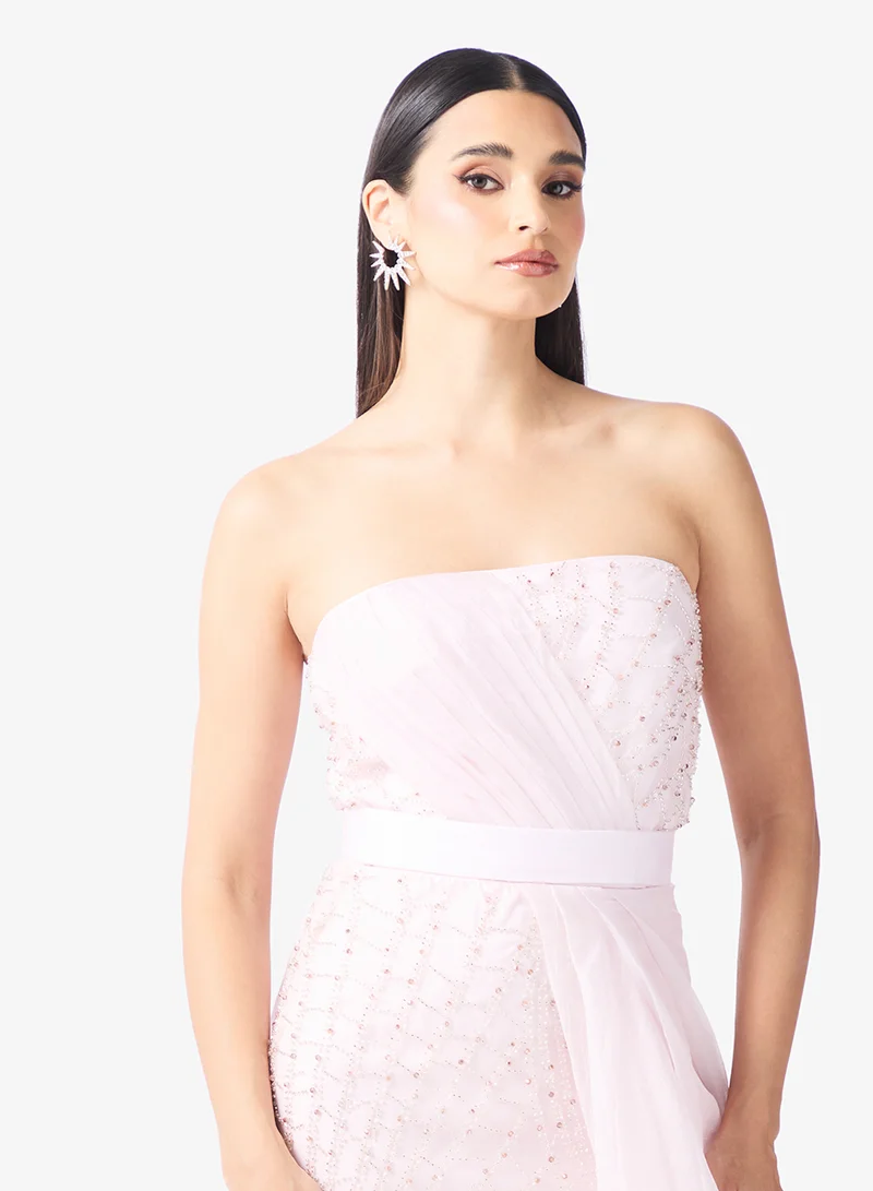 Namshi x  Off Shoulder Bead Embellished A Line Gown for Women | Best Price UAE