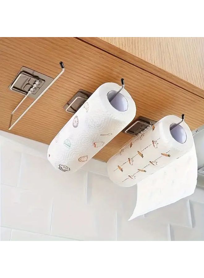 Gray 1 Set Stainless Steel Tissue Holder Adhesive Kitchen Towel Film Dispenser Punch Free Toilet Paper Organizer Modern High Quality Metal - Image 1
