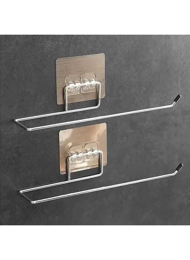 Gray 1 Set Stainless Steel Tissue Holder Adhesive Kitchen Towel Film Dispenser Punch Free Toilet Paper Organizer Modern High Quality Metal - Image 2