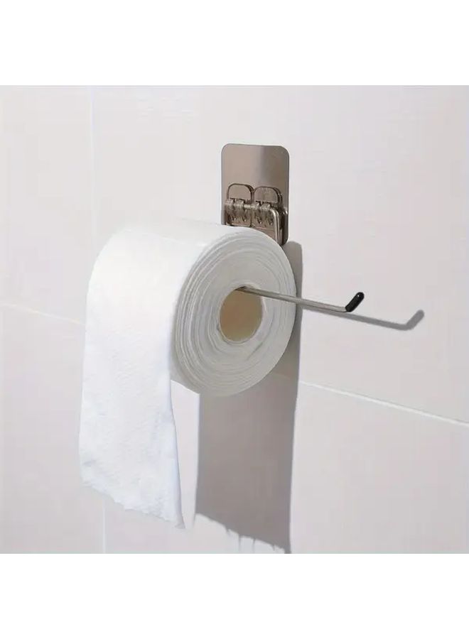 Gray 1 Set Stainless Steel Tissue Holder Adhesive Kitchen Towel Film Dispenser Punch Free Toilet Paper Organizer Modern High Quality Metal - Image 3