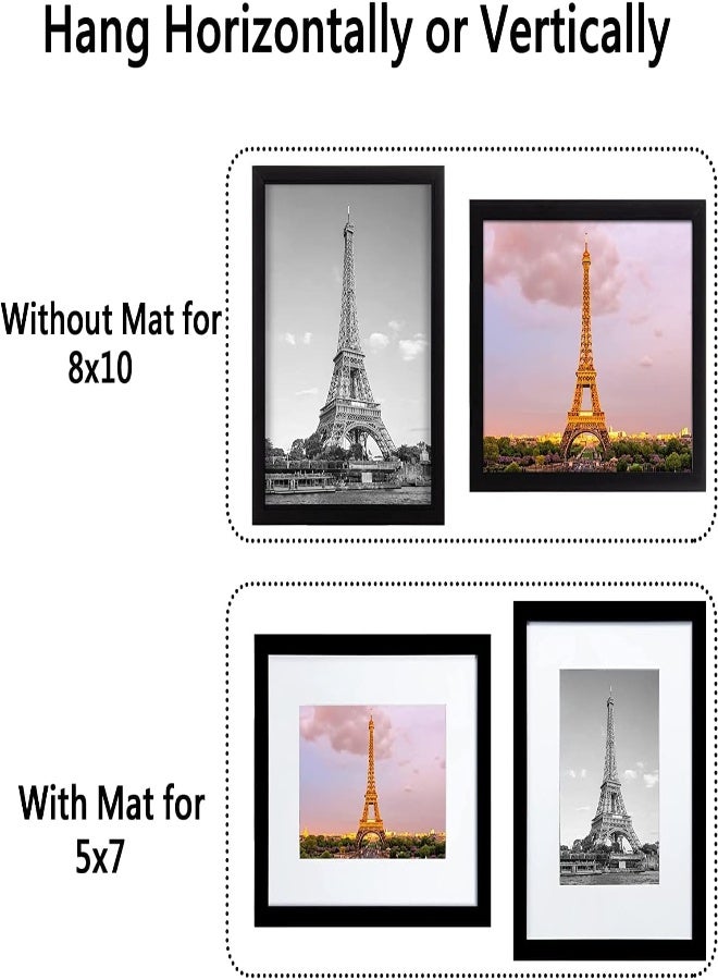 AKDC Mixde 8X10 Picture Frame Set Of 5,Display Pictures 5X7 With Mat Or 8X10 Without Mat,Wall Gallery Photo Frames,Black (8X10In) - Image 3