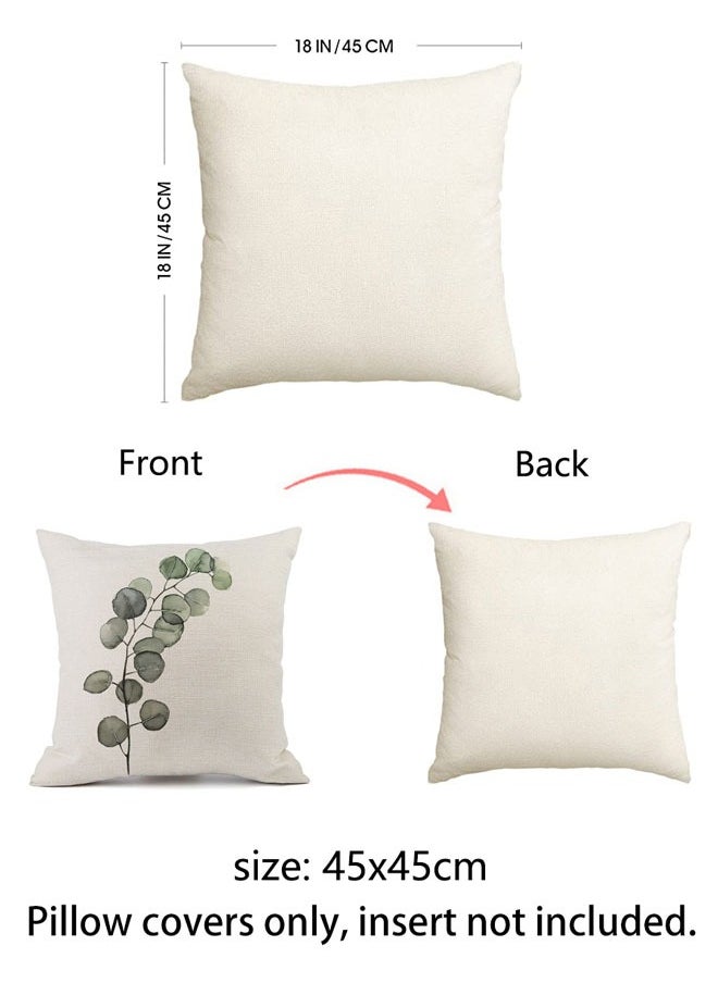 HAWAWA 4ps Plant Throw Pillow Covers 45x45cm Greenery Decorative Pillow Cushion Cases Linen Pillowcases Covers for Sofa Couch Car Bedroom Living Room Home Decor Set  - Image 2