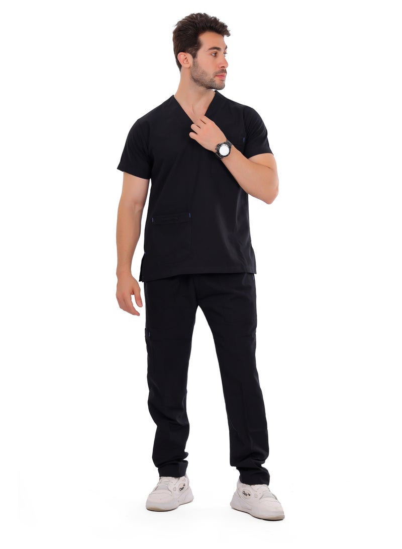 APEX Classic Scrub 1/2 Sleeve Male Black LIN  - Image 1
