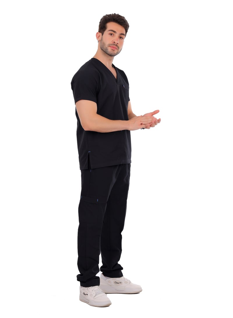 APEX Classic Scrub 1/2 Sleeve Male Black LIN  - Image 2
