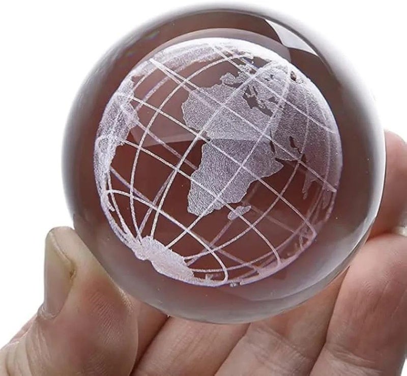 Generic 3D Crystal Ball Shape LED Lamp Wooden Base Home Decor Decoration Birthday Gift for Boyfriend, Girlfriend, Kids Crystal Ball Lamp Warm Night Light 6cm - Image 1